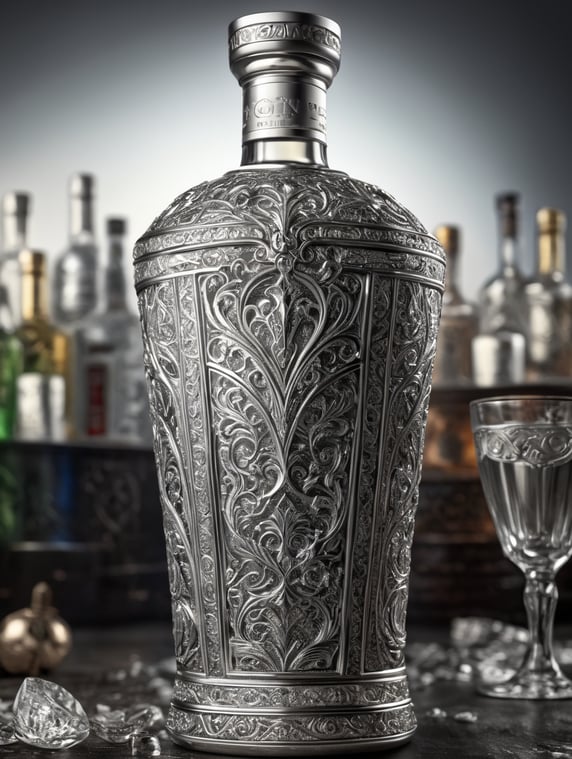 Premium Free ai Images | silver metal vodka whole bottle on white