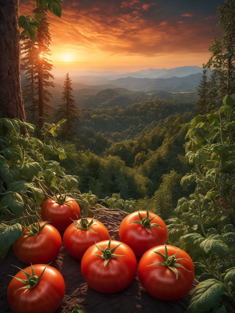 Lumenor AI Image Generation tomato in forest in front unsharp