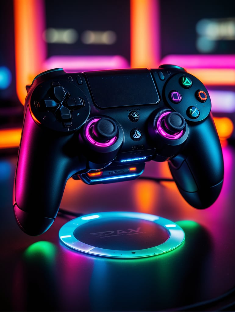 Premium Free ai Images design futuristic neon colored gaming