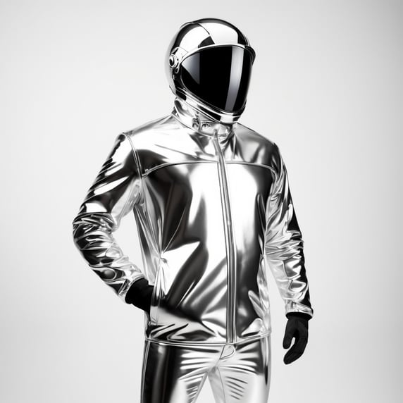 Premium Free ai Images | realistic photo of chrome shiny jacket on ...