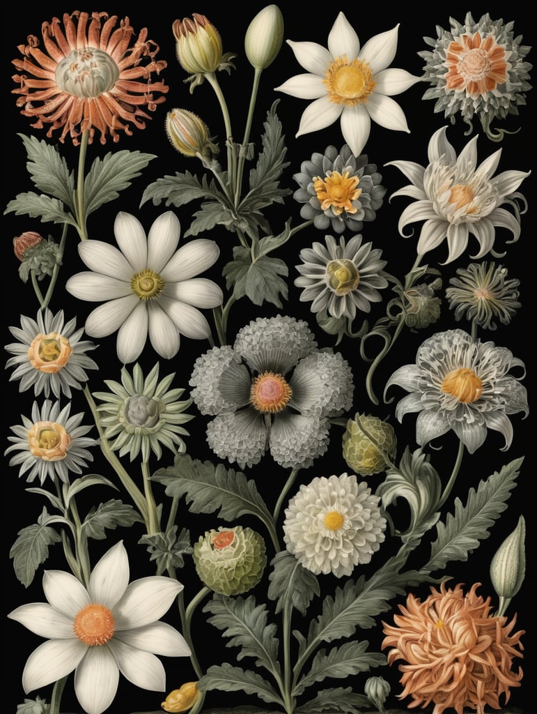 Premium Free ai Images | flowers ernst haeckel maria sibylla merian