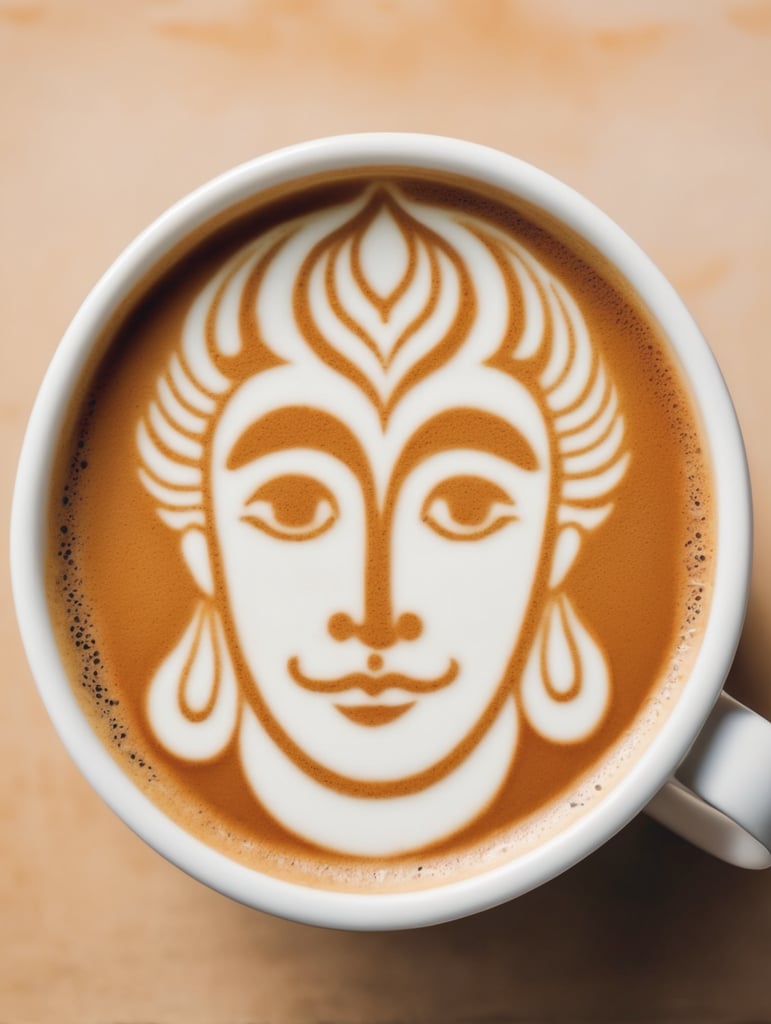 Premium Free ai Images cup latte art face