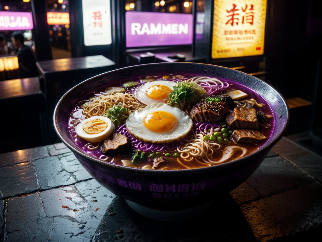 Premium Free ai Images ramen soup asian fast food restaurant by night