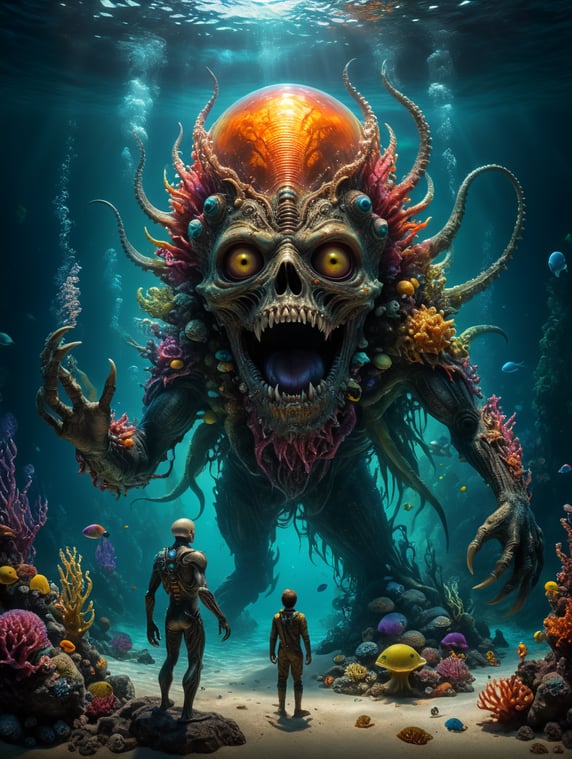 Premium Free ai Images | horror macabre creature standing under deep ...