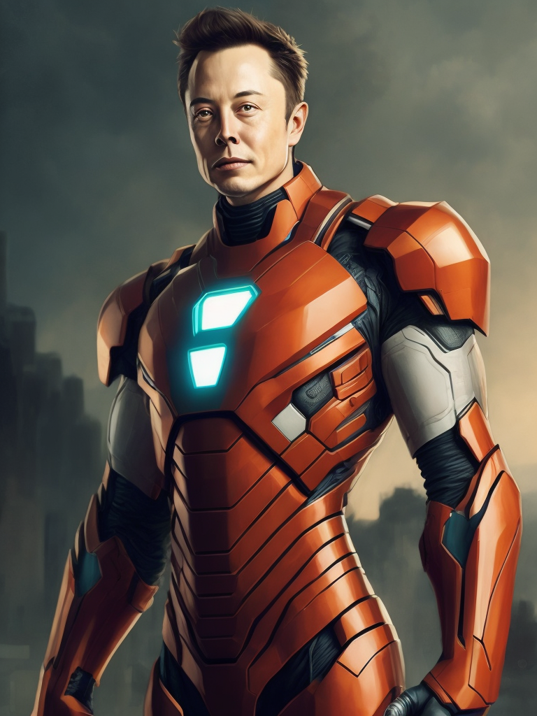 Lumenor AI Image Generation elon musk in the iron man suit from the marvel universe full body