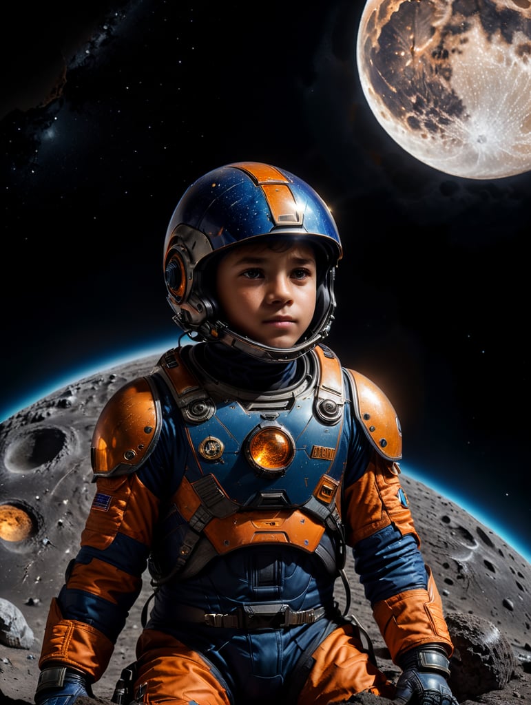 Premium Free ai Images | pre teen boy in blue and orange space suit and ...