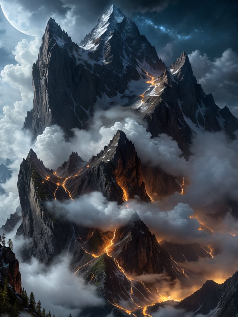 Premium Free ai Images | mountain in the dark