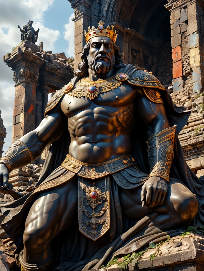 Premium Free ai Images destroyed statue of king