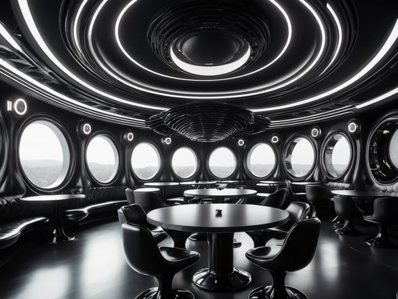 Premium Free ai Images | futuristic interior of ufo cafe alien interior ...