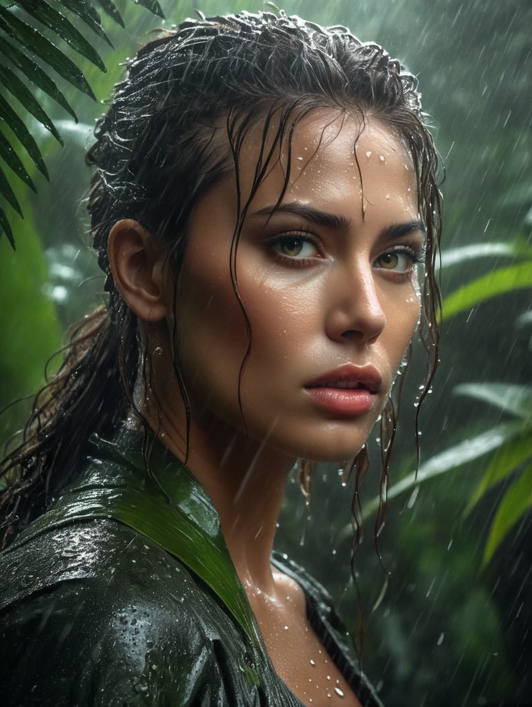 Lumenor AI Image Generation - fashion model rainy photoshoot messy hair ...