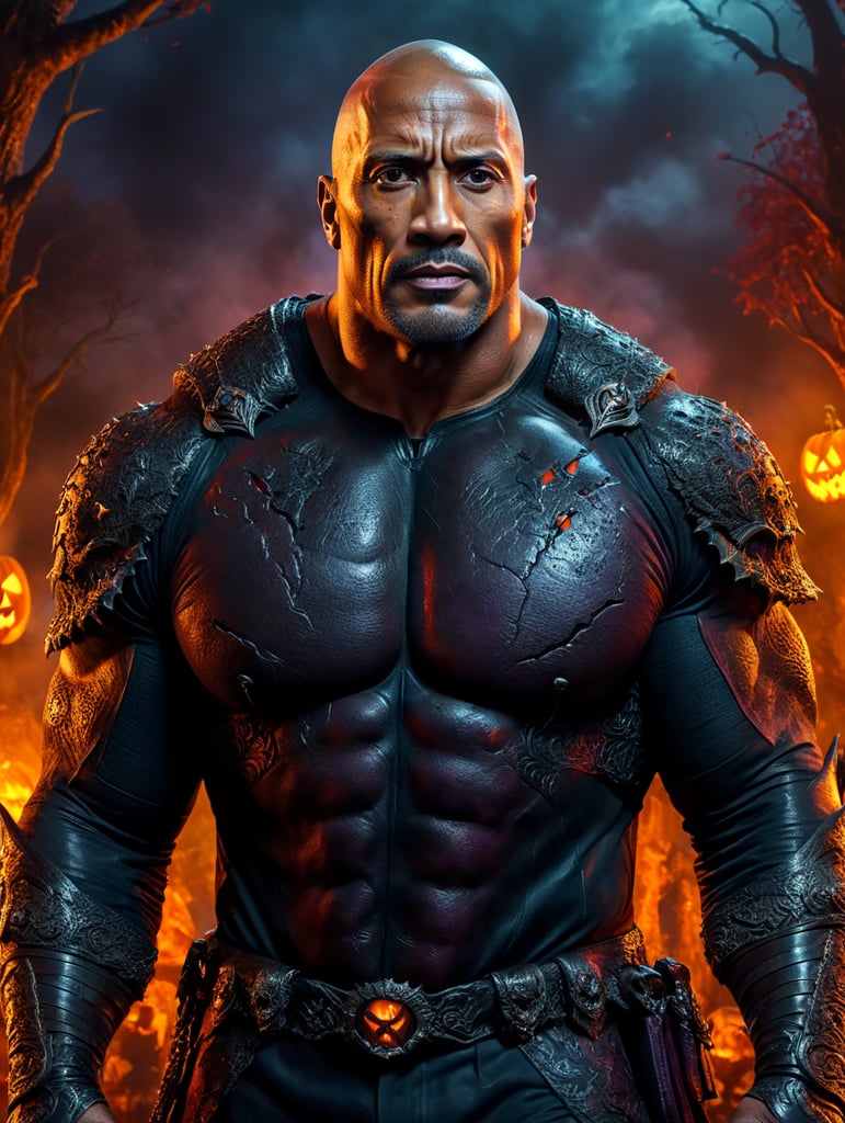 Premium Free ai Images dwayne johnson wearing spooky halloween