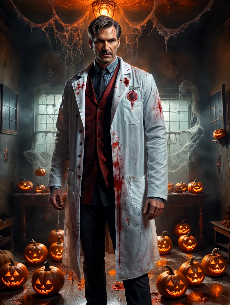 Male Doctor in a Halloween scene