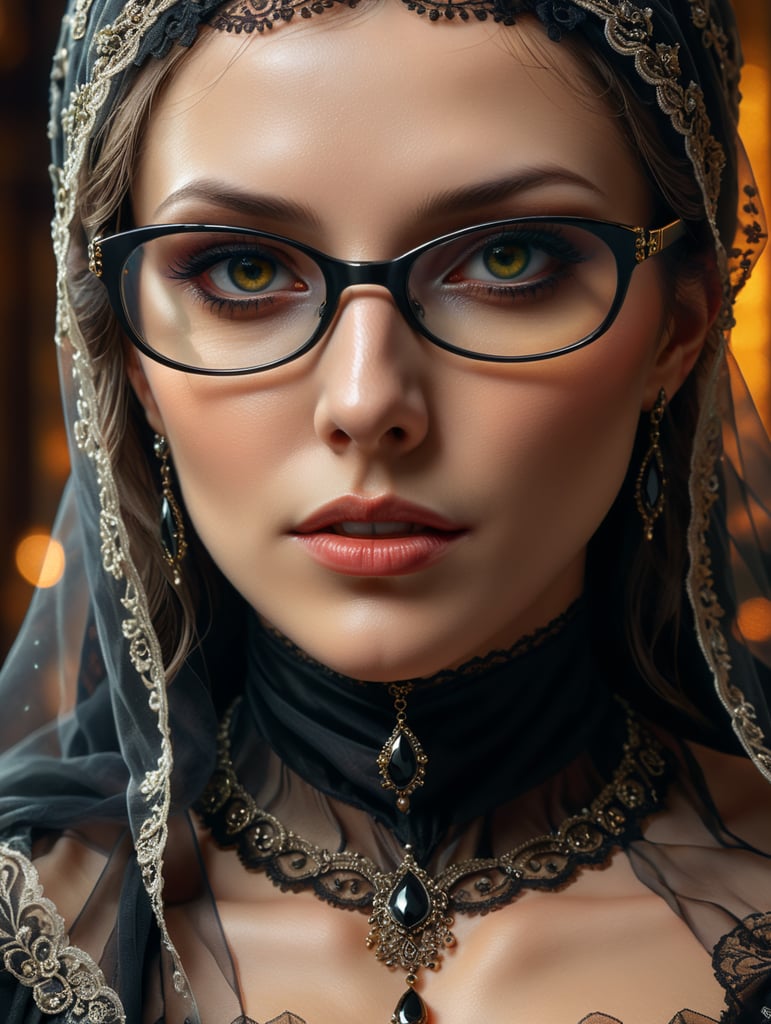 Premium Free ai Images | woman in black veil with glasses