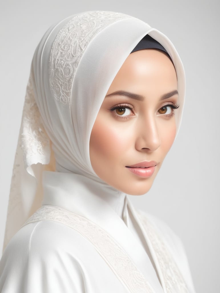Premium Free ai Images | indonesian women with hijab in white kimono