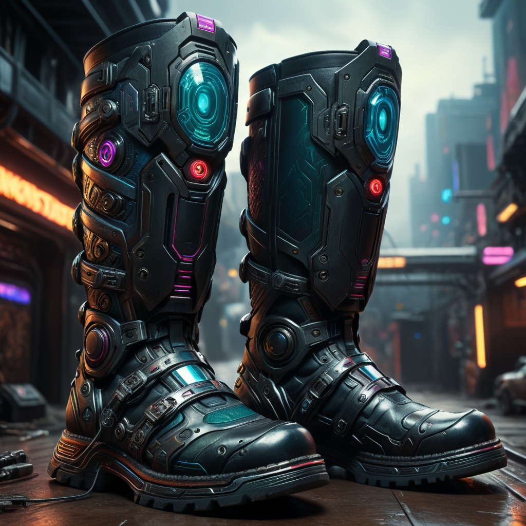 Premium Free ai Images cyberpunk boots