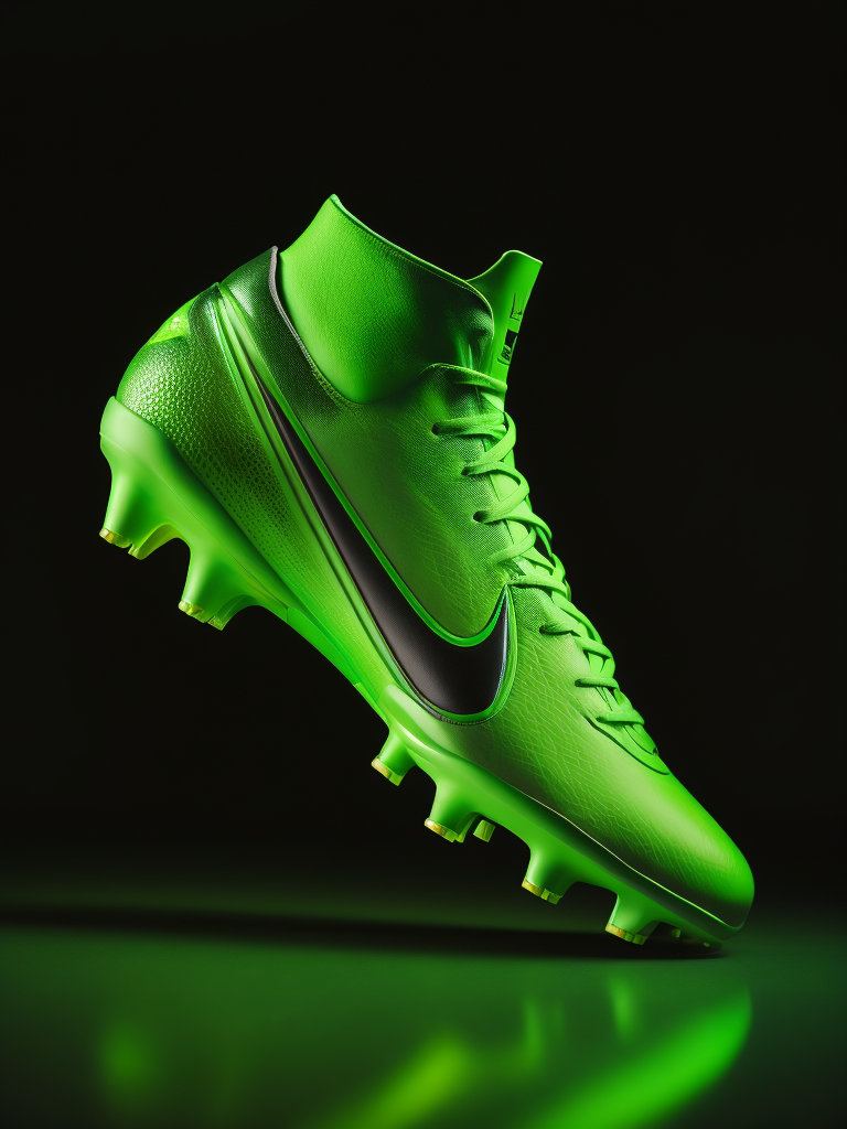 Premium Free ai Images green football boot black background