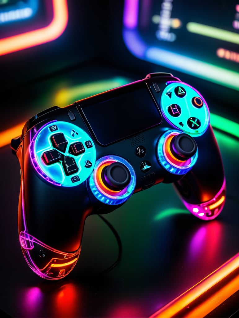 Premium Free ai Images design futuristic neon colored gaming