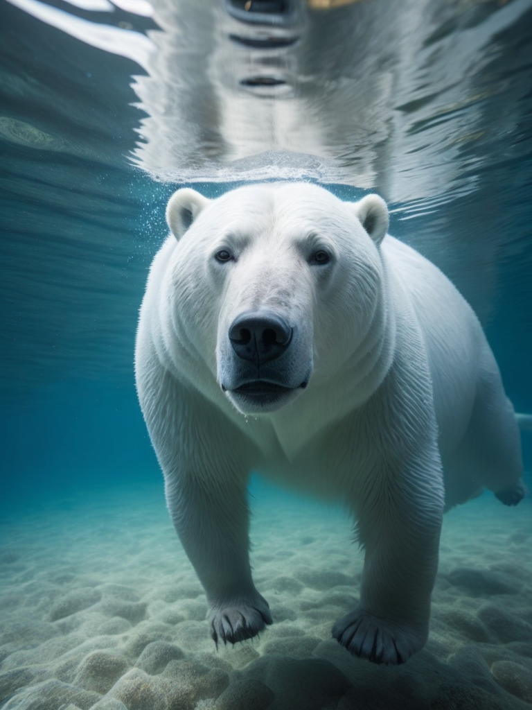 polarbear underwater, drift ice
