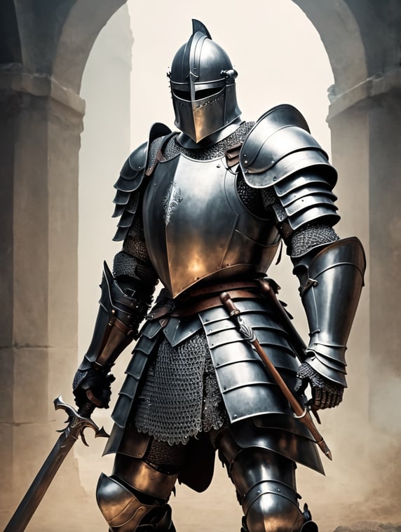 Premium Free ai Images | ritter in rustung mit waffe mit hintergrund ...