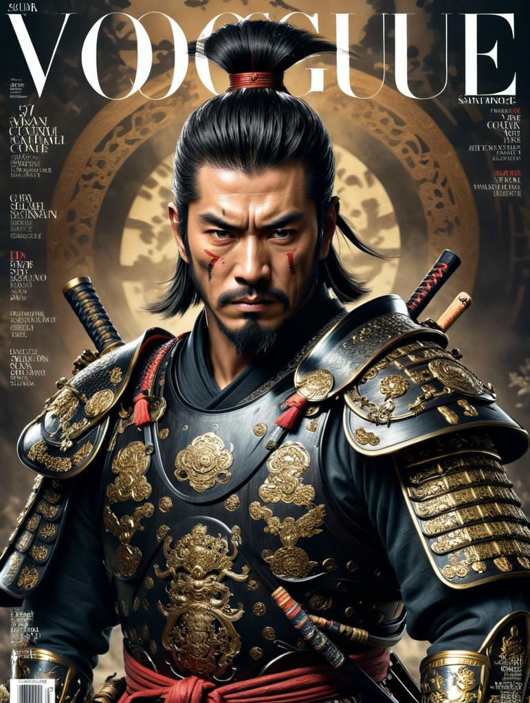 Premium Free ai Images | japanese samurai on the cover of vogue