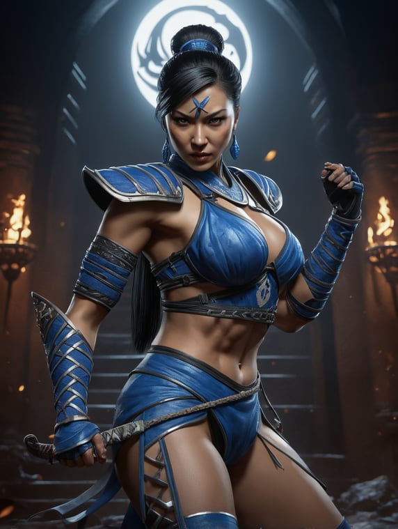 Premium Free ai Images | kitana from mortal kombat dynamic pose