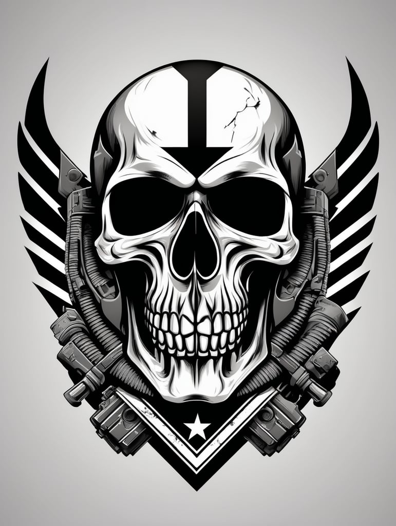 Premium Free ai Images | skull military chevron logo black and white ...