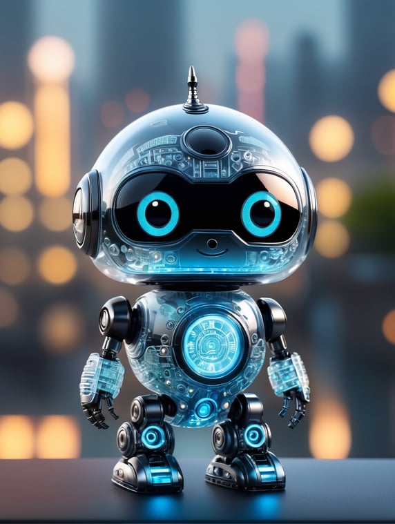 Premium Free ai Images | cute aesthetic tiny robot translucent ...