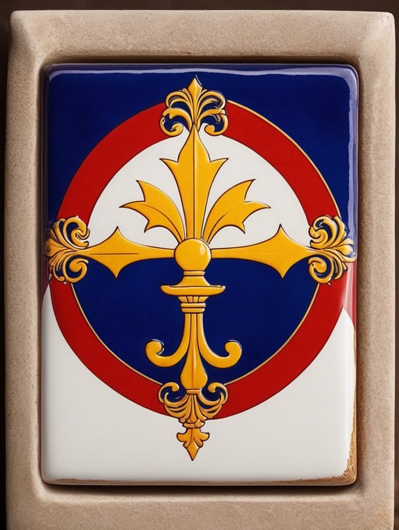Premium Free ai Images | square ceramic glazed tile with medieval art ...