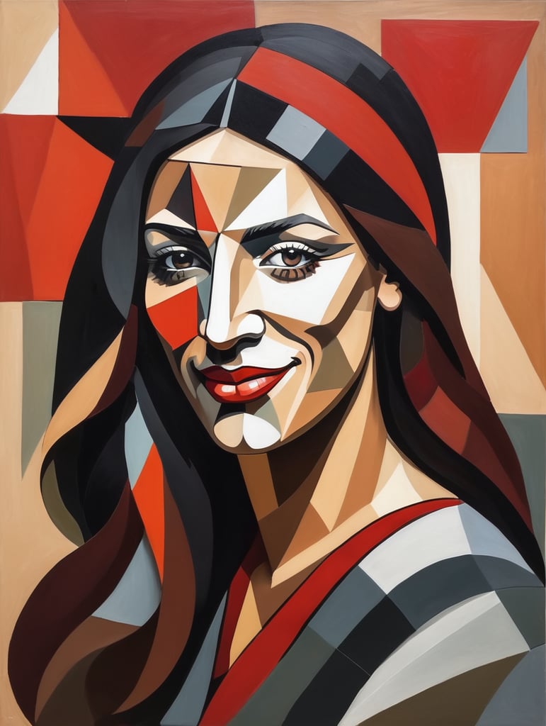 Premium Free ai Images | woman portrait cubism pablo picasso style with ...