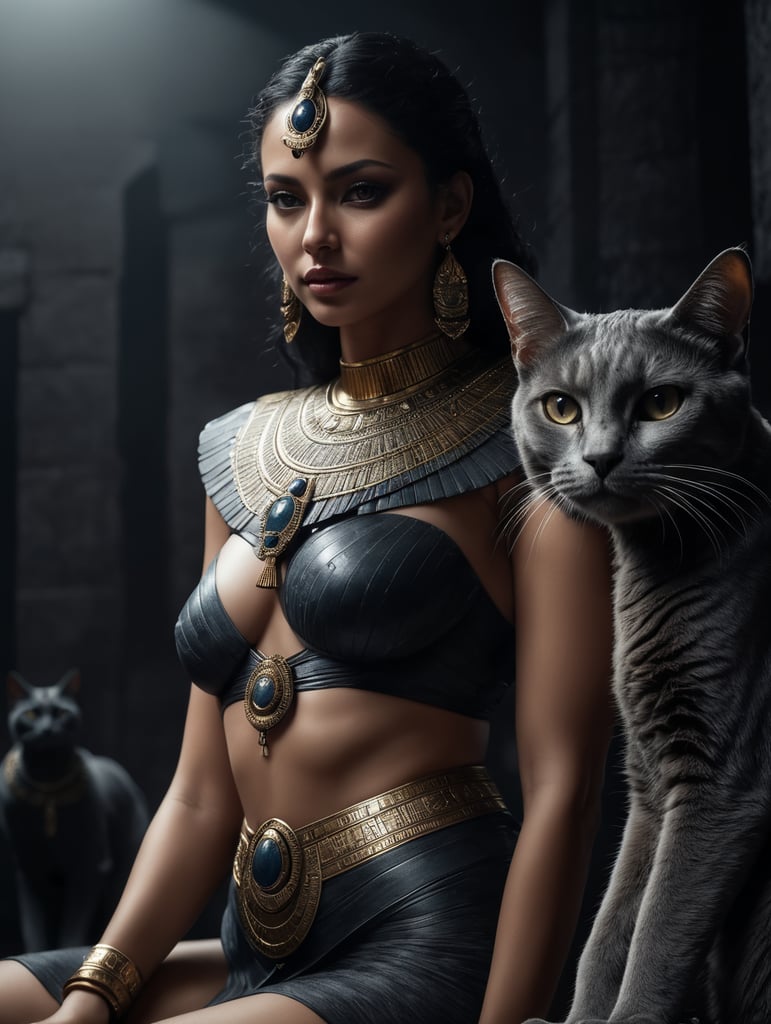 Cat with the body of a woman Egyptian goddess