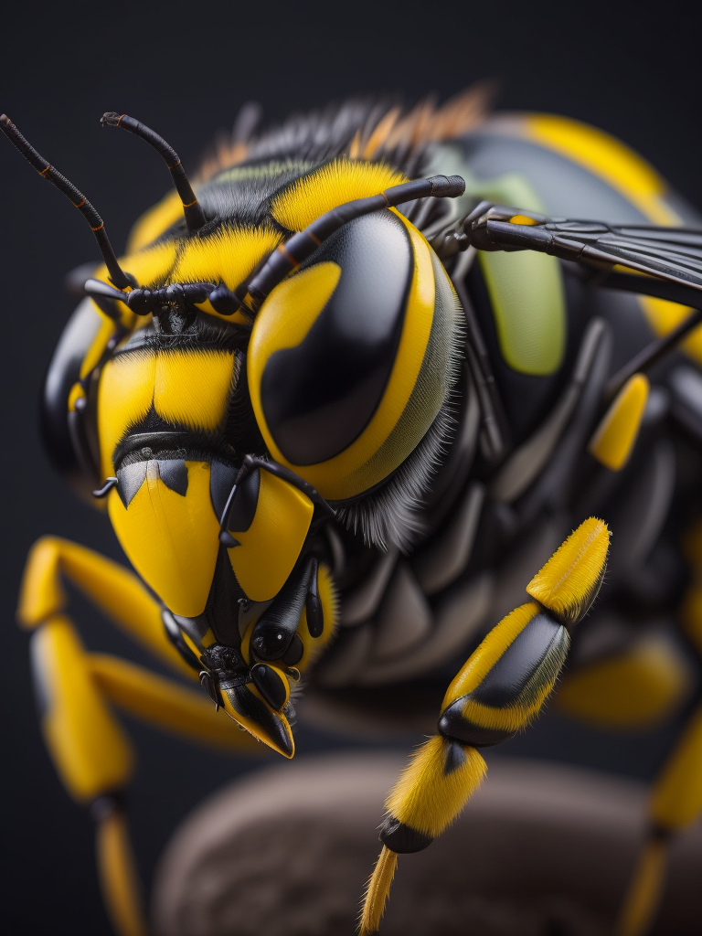 wasp macro photography, close-up, high-quality details, deep focus, professional shot