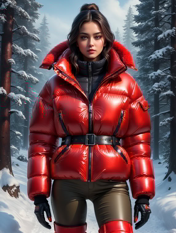 Red glossy cheap puffer jacket