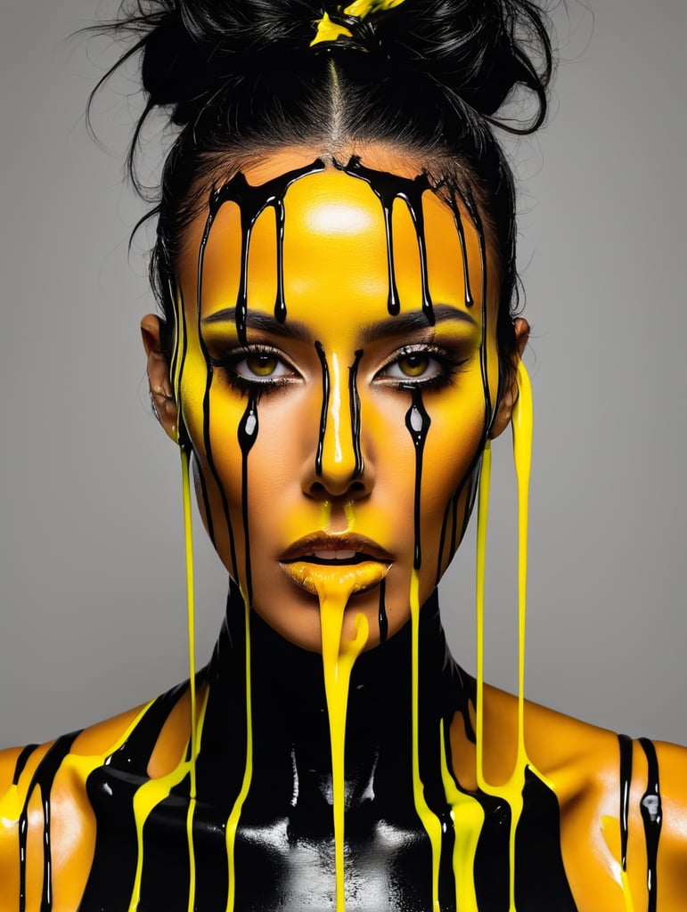 Woman with yellow and black face paint photo – Free Face paint