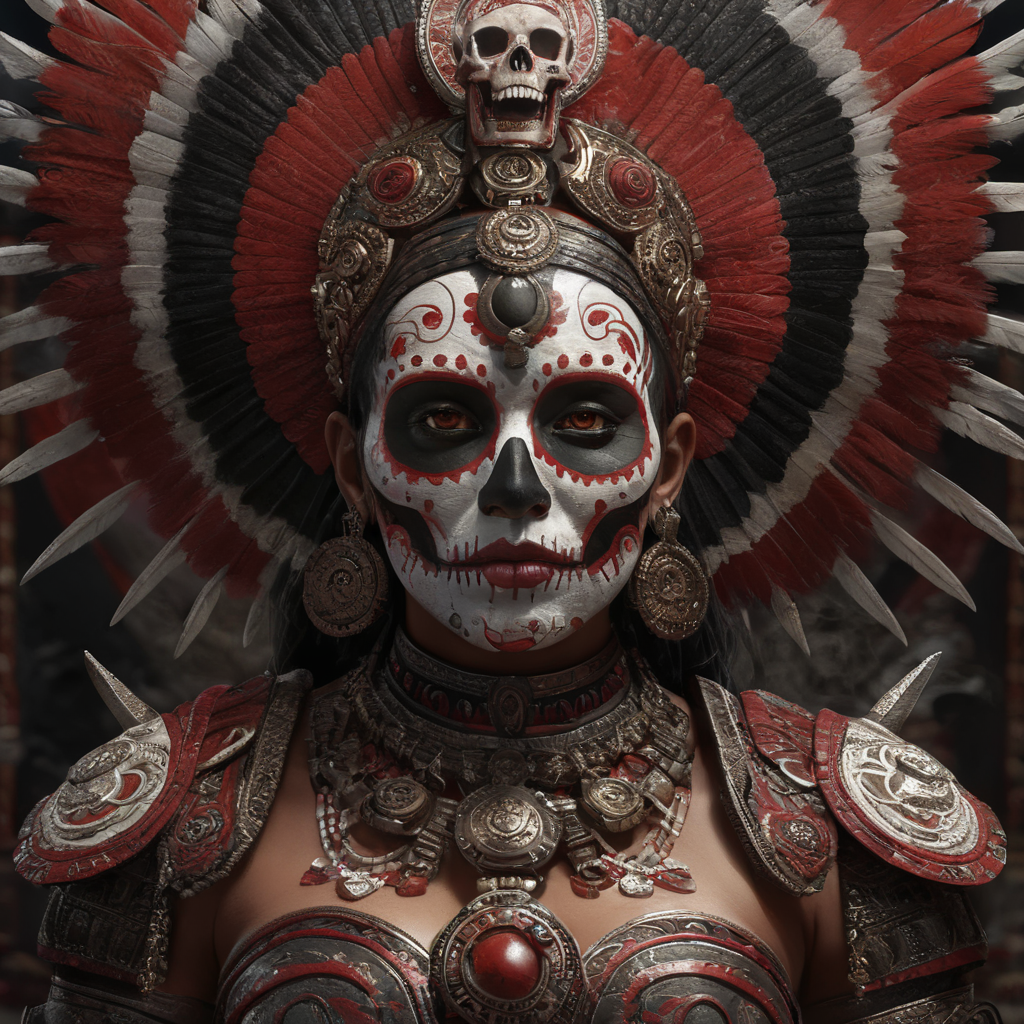 Premium Free ai Images | itzpapalotl aztec deity woman with skull face ...