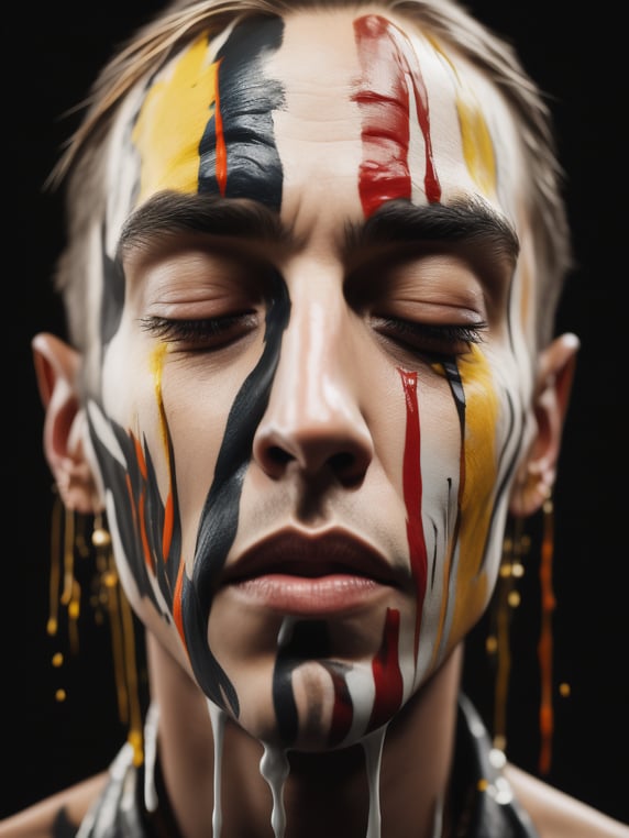 Premium Free ai Images | portrait of man with painted face and paint ...