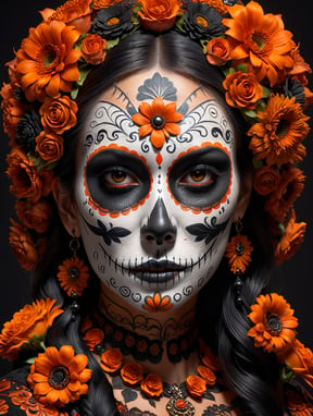 Premium Free ai Images | black burnt orange mexican day of the dead ...