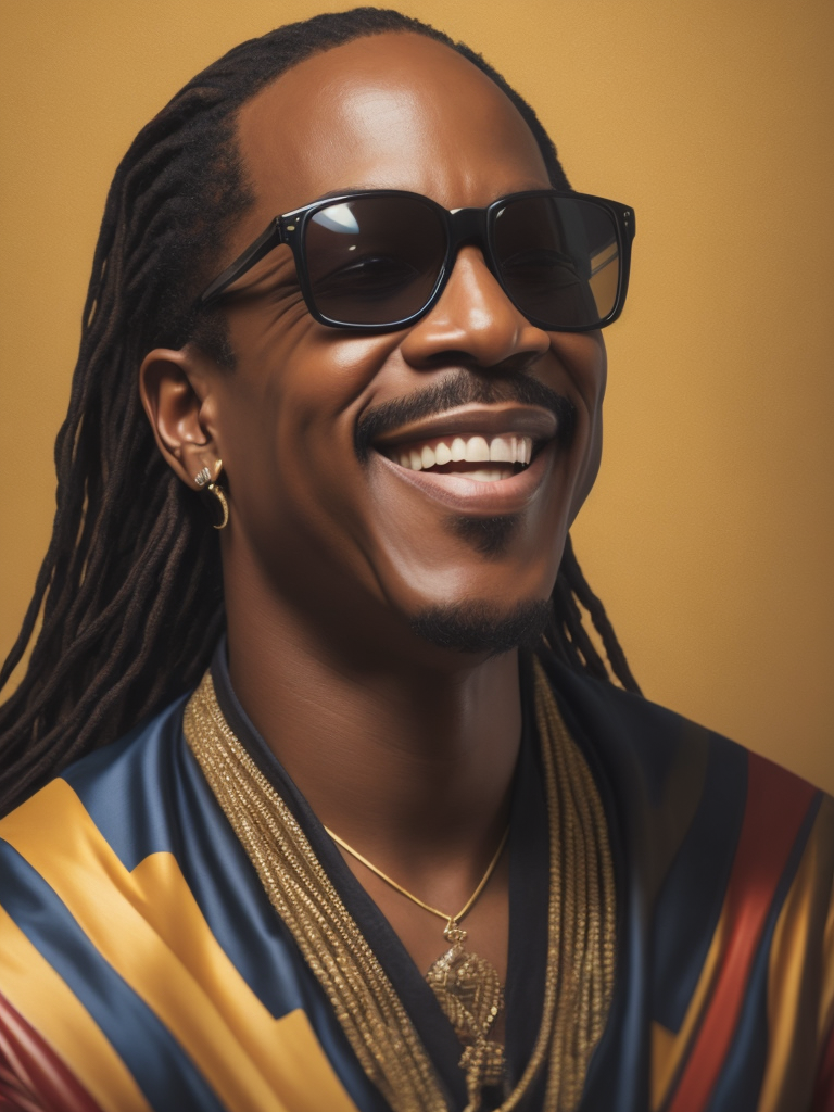 Lumenor AI Image Generation - portrait of stevie wonder smiling ...