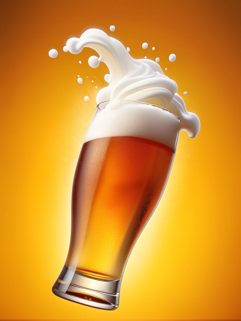 professional photo of a beer glass, Beer foam coming out of a glass