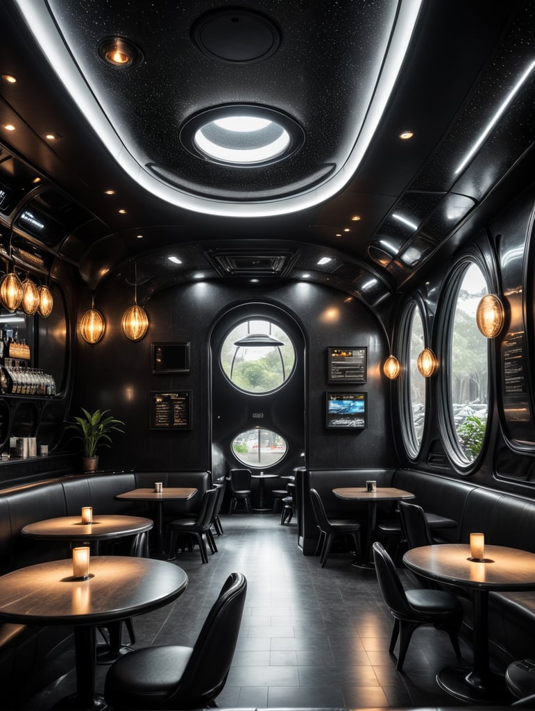 Premium Free ai Images | futuristic interior of ufo cafe alien interior ...