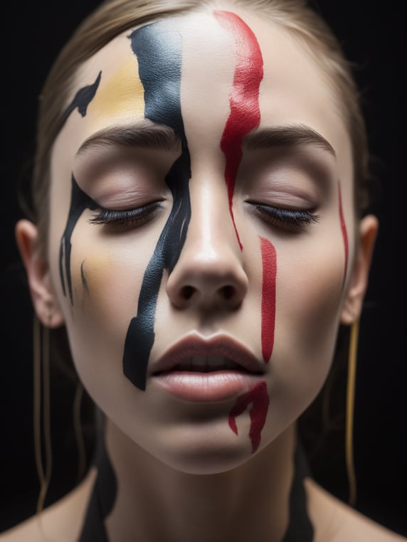 Premium Free ai Images | portrait of girl with painted face and paint ...