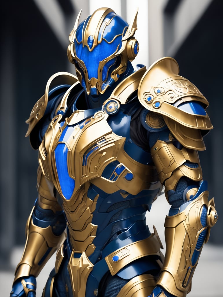 Premium Free ai Images | sci fi rustung mit blauen und goldenen akzenten