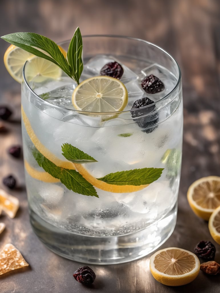 Premium Free ai Images gin and tonic with dried fruit slices mood