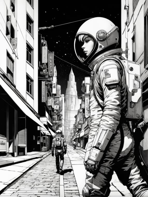 Premium Free ai Images | Lonely Astronaut: A Retro Adventure