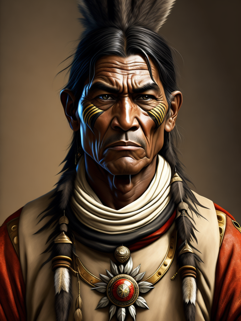 Poor native american warrior american 1890s, highly detailed, digital painting, splash art.