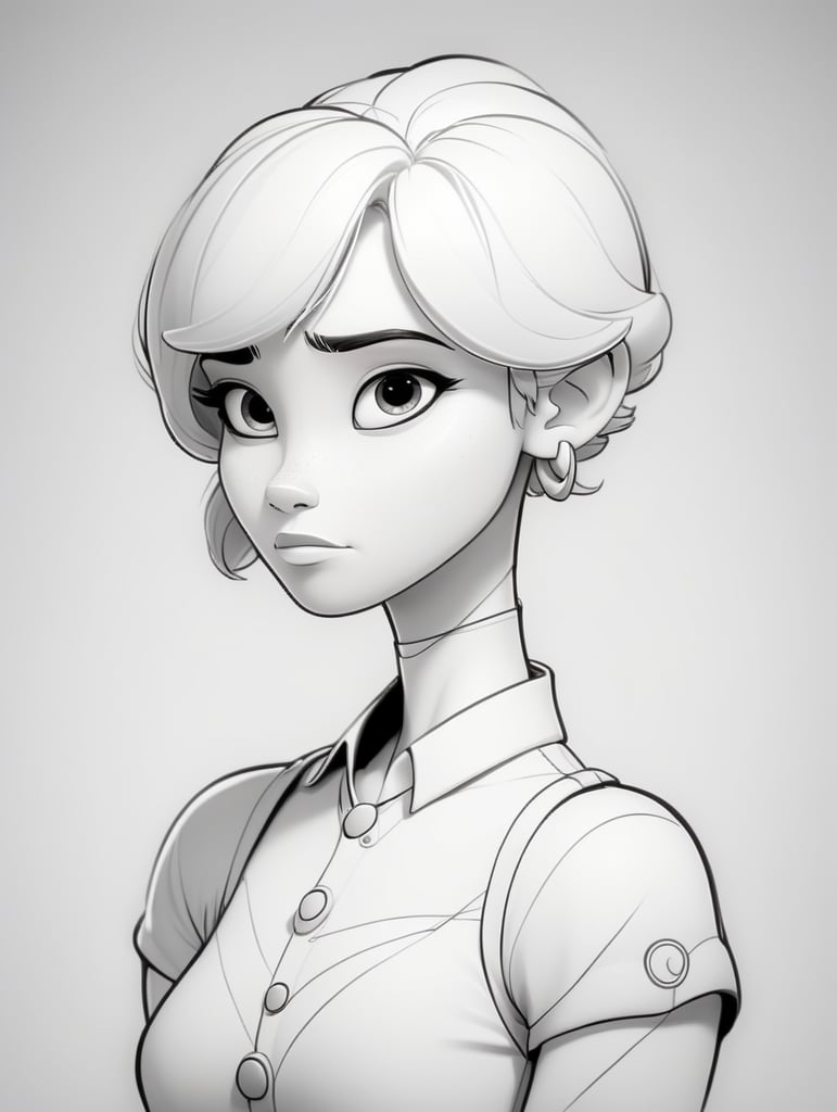 draw a single human stylistic line character with cartoon style