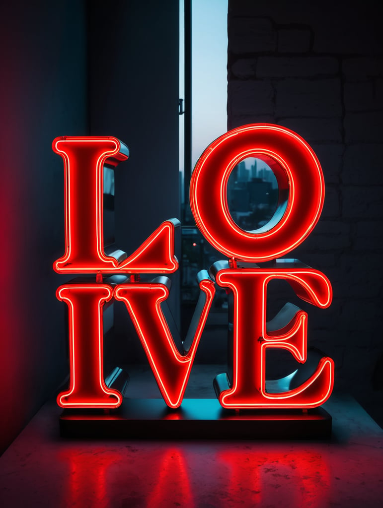 Premium Free ai Images | love neon sign red color neon