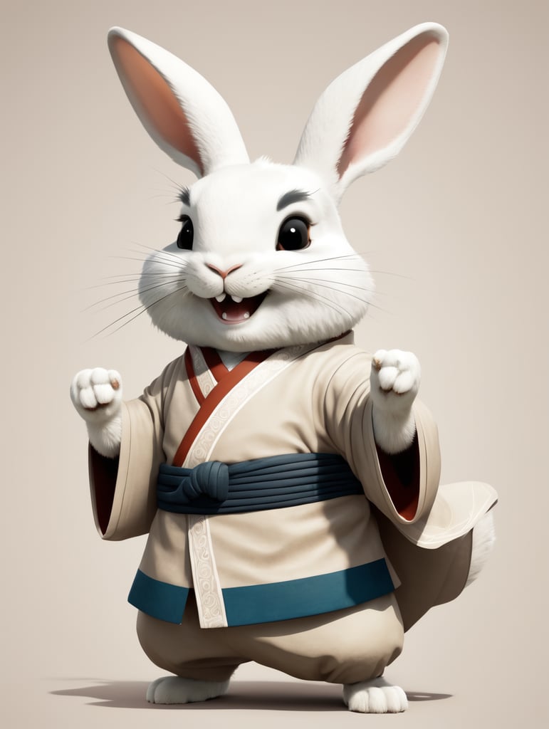 Premium Free ai Images | happy kung fu rabbit