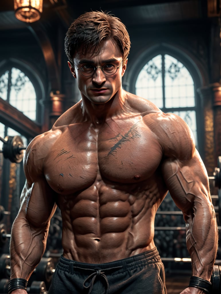 Premium Free ai Images harry potter gym muscles