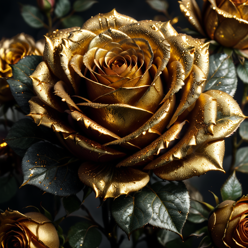 Premium Free ai Images | golden glitter roses centered in image with ...