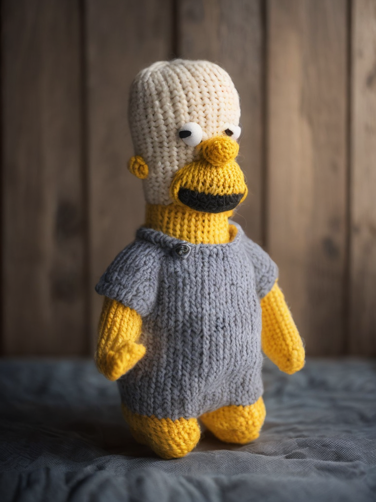 Homer Simpson as a knitted toy